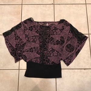 Free People Floral Blouse with Lace Detailing